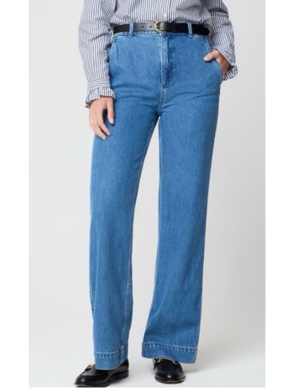 J. Crew High Rise Trouser Lightweight Jeans Medium Wash Stretch Denim 30P